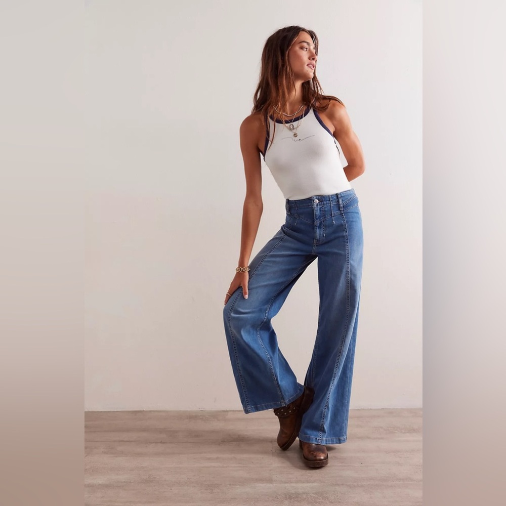 FREE PEOPLE LIBRE WIDE LEG JEANS size 27